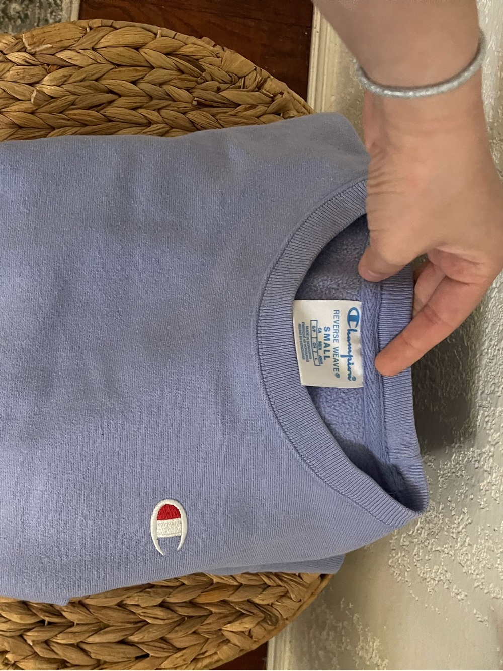 Champion Lavender Crewneck Sweatshirt with Embroidered Logo - Picture 7 of 7